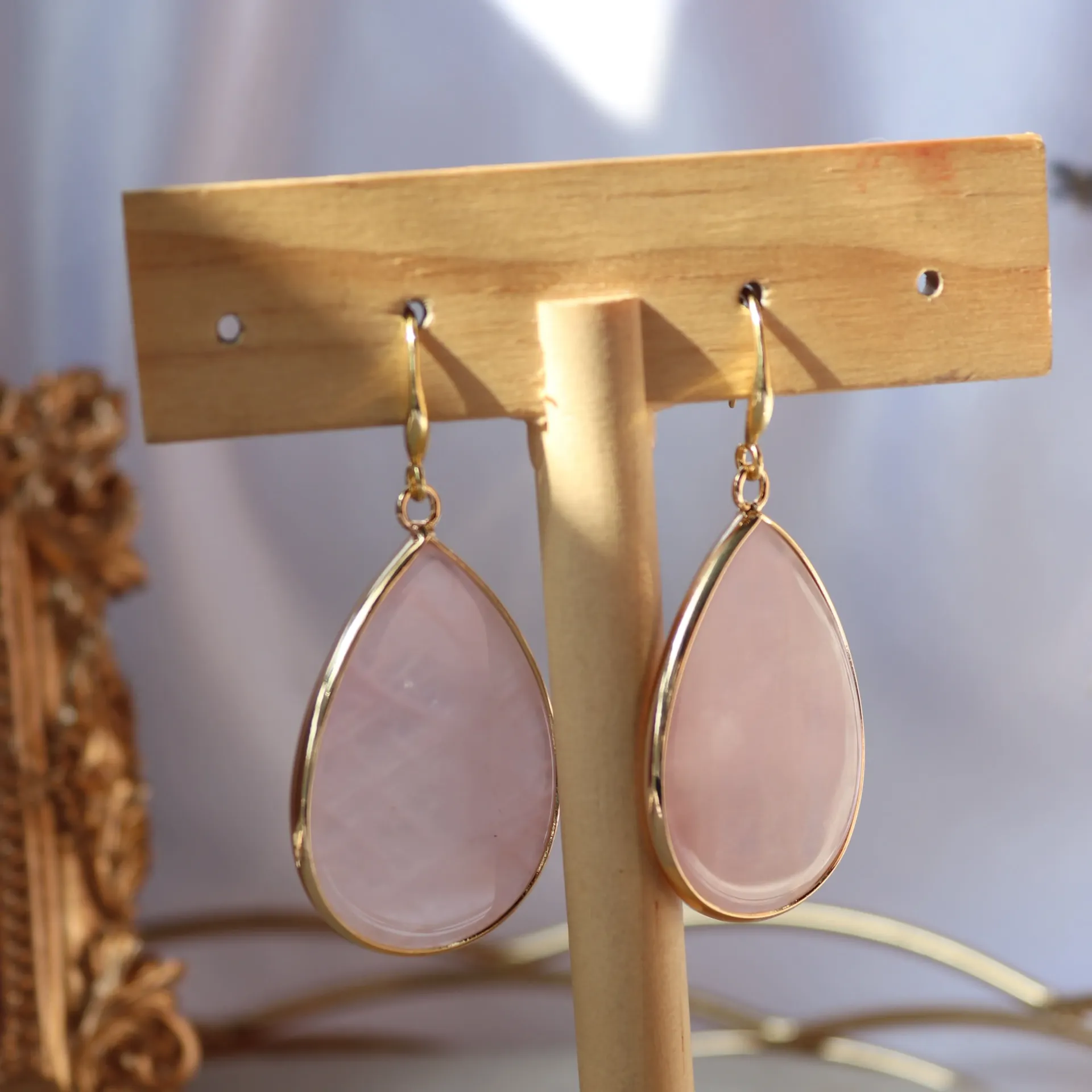Brincos Quartzo Rosa