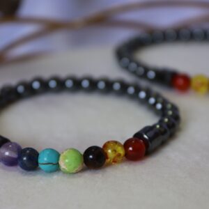 Pulseira hematite com 7 chakras