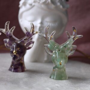 Renas de Resina com cristais - QUARTZO VERDE