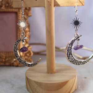 Brincos Lua & Estrela com Ametista